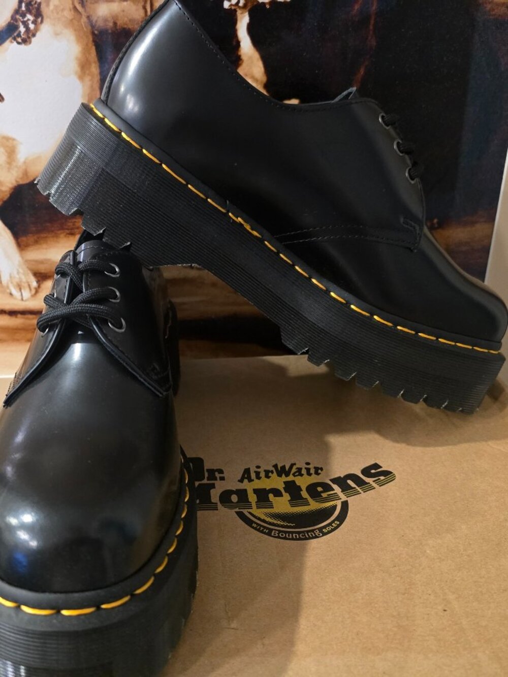 Dr. Martens 1461 Quad Platform Shoes Black Smooth Leather 25567001 Men's Sz 10